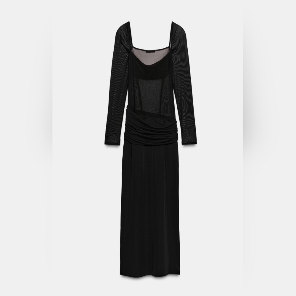 Zara Black Corset Long Sleeve Dress Size L
